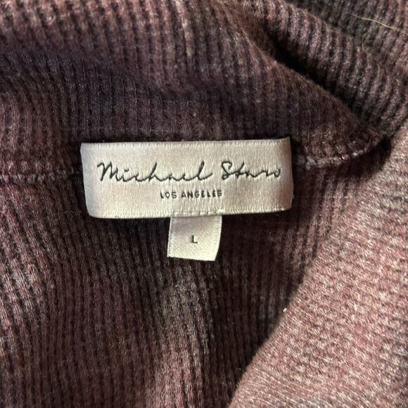 Michael Stars Marcy Thermal Turtleneck Tunic Waffle Knit Womens L Purple Slouchy - Picture 8 of 10